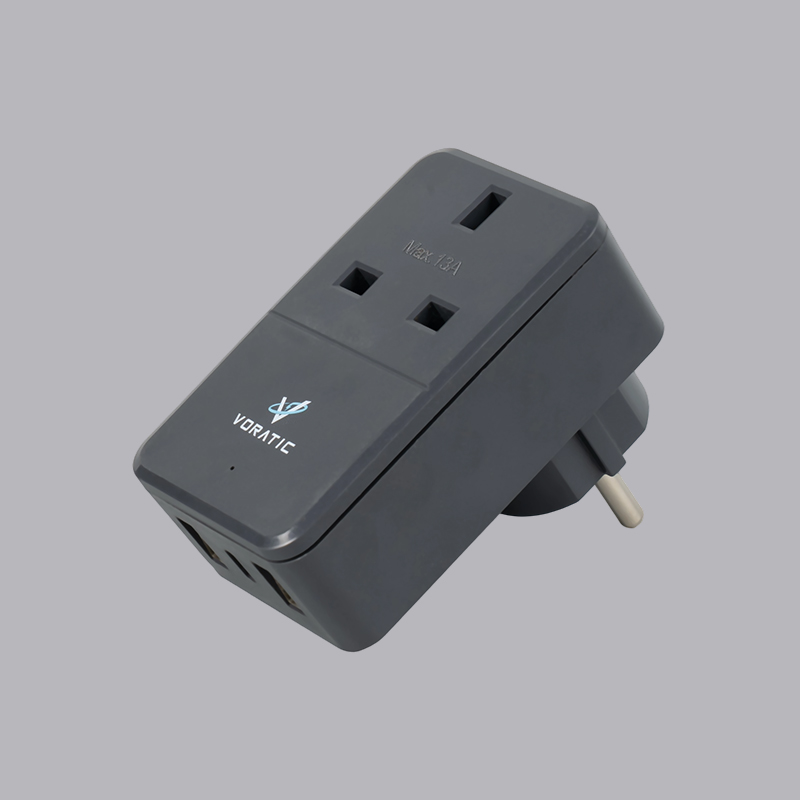 VT-925-DE RA go dtí an Ghearmáin, 1 soicéad, 2 calafoirt USB, 1 adapter calafoirt typeC